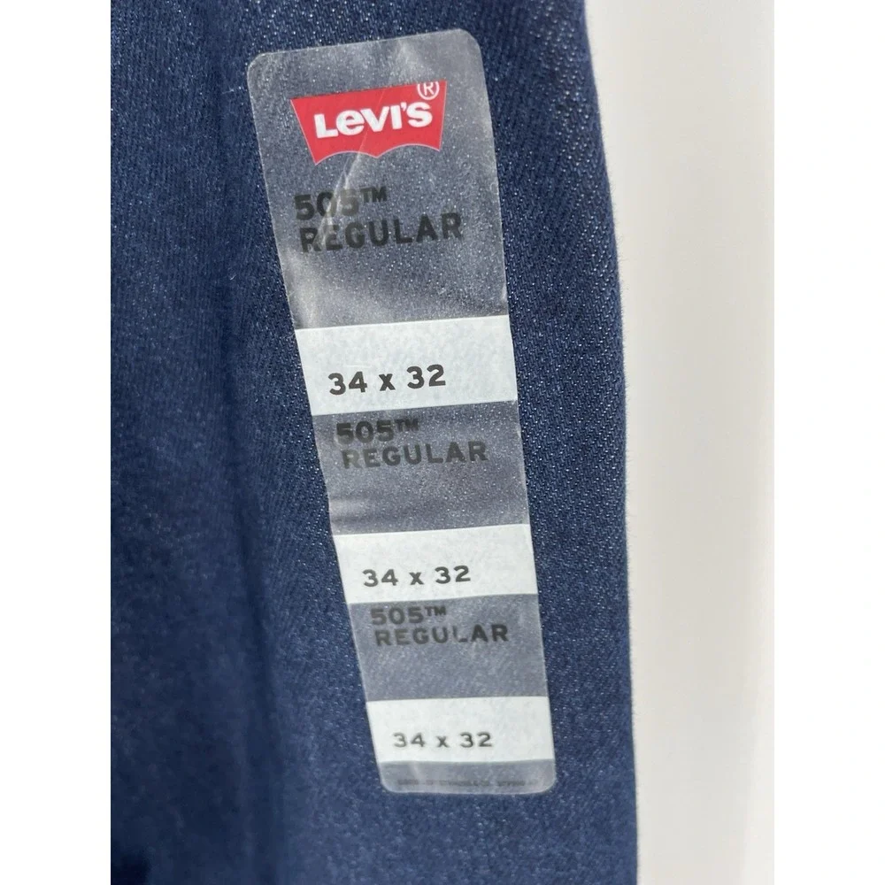 NWT Levi's 505 Regular Fit Stretch‎ Jeans 34x32 Eco Ease Straight Leg Dark Wash